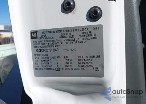 2007 Chevrolet Silverado 1500 Classic Work Truck из США, поврежденный, VIN 3GCEC14X57G185601